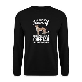 Gepard Sprüche Gepard Lustiges Gepard Geschenk - Unisex Pullover - Schwarz - Vorne - Alina (178cm) & Michal (187cm)