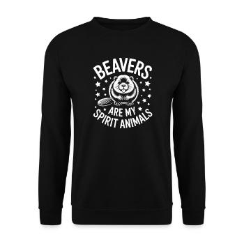 Biber Sprüche Biber Lustiges Biber Geschenk - Unisex Pullover - Schwarz - Vorne - Alina (178cm) & Michal (187cm)