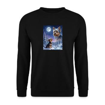 Hurlement vers la Lune Mème Chien Yorkshire Terrier - Sweat-shirt Unisexe - noir - Devant - Alina (178cm) & Michal (187cm)