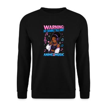 Anime and Music Chibi Black Girl - Unisex Sweatshirt - black - Front - Alina (178cm) & Michal (187cm)