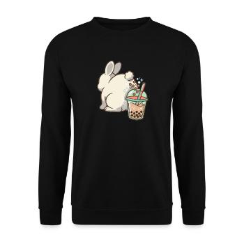 Bubble Tea Boba Drôle de Lapin mignon - Sweat-shirt Unisexe - noir - Devant - Alina (178cm) & Michal (187cm)