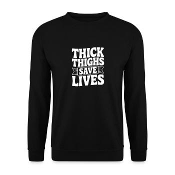 Dicke Oberschenkel retten Leben - Unisex Pullover - Schwarz - Vorne - Alina (178cm) & Michal (187cm)
