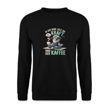 Yoga Schaf Kaffee Morgenmuffel Namaste - Unisex Pullover - Schwarz - Vorne - Alina (178cm) & Michal (187cm)
