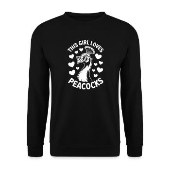Peacock Sayings Peacock Bird Funny Peacock Gift - Unisex Sweatshirt - black - Front - Alina (178cm) & Michal (187cm)