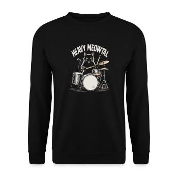 Heavy Meowtal Cat Drummer - Unisex Sweatshirt - black - Front - Alina (178cm) & Michal (187cm)