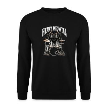Heavy Metal Cat à la batterie - Sweat-shirt Unisexe - noir - Devant - Alina (178cm) & Michal (187cm)