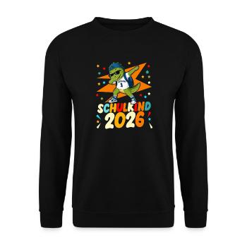 Schulanfang 2026 Einschulung Junge Mädchen Kita - Unisex Pullover - Schwarz - Vorne - Alina (178cm) & Michal (187cm)
