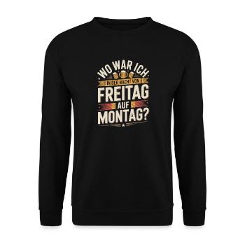 Nacht von Freitag auf Montag Filmriss Party JGA - Unisex Pullover - Schwarz - Vorne - Alina (178cm) & Michal (187cm)