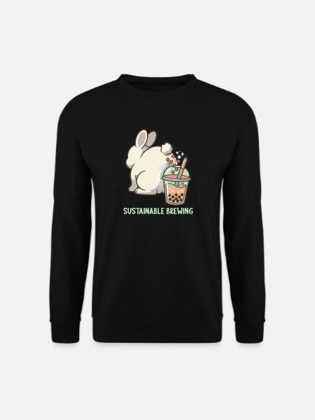 Cute Bunny Funny Boba Bubble Tea - Unisex Sweatshirt - black