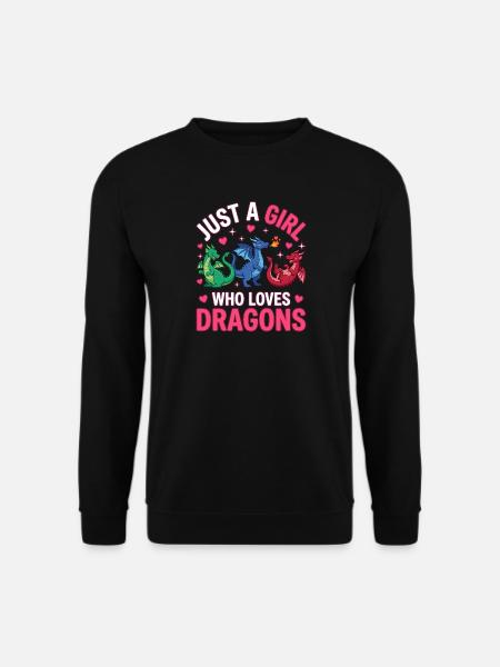 Nur ein drachenliebendes Mädchen - Unisex Pullover - Schwarz