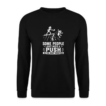 Schubbser dans la bonne direction : sarcasme - Sweat-shirt Unisexe - noir - Devant - Alina (178cm) & Michal (187cm)