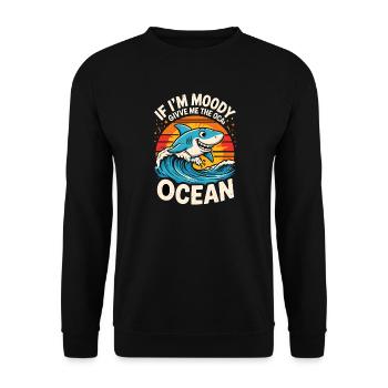 SI JE SUIS LUNATIQUE, DONNE-MOI L’OCÉAN Drôle de requin Océan - Sweat-shirt Unisexe - noir - Devant - Alina (178cm) & Michal (187cm)