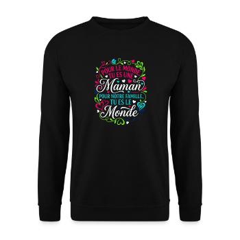 Maman Tu Es Le Monde Fête Des Mères Cadeau - Sweat-shirt Unisexe - noir - Devant - Alina (178cm) & Michal (187cm)