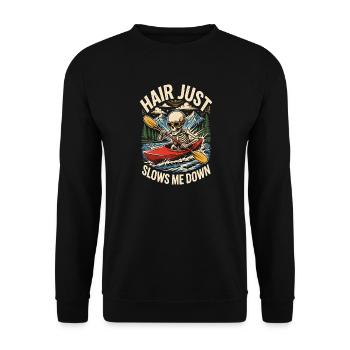 Les cheveux me ralentissent juste squelette en kayak plus drôle - Sweat-shirt Unisexe - noir - Devant - Alina (178cm) & Michal (187cm)