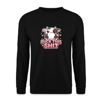 Cow Fuck This Shit - Unisex Sweatshirt - black - Front - Alina (178cm) & Michal (187cm)