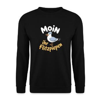 Moin Ihr Flitzpiepen Norddeutsch Hamburg Büro Moin - Unisex Pullover - Schwarz - Vorne - Alina (178cm) & Michal (187cm)