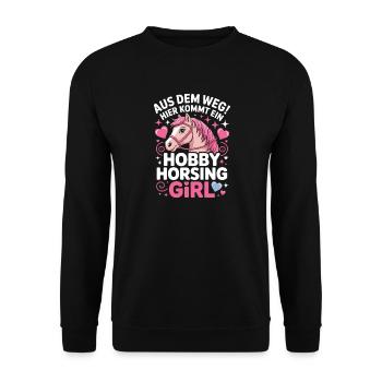 Hobby Horsing Girl Steckenpferd Pony Reiten Pferde - Unisex Pullover - Schwarz - Vorne - Alina (178cm) & Michal (187cm)