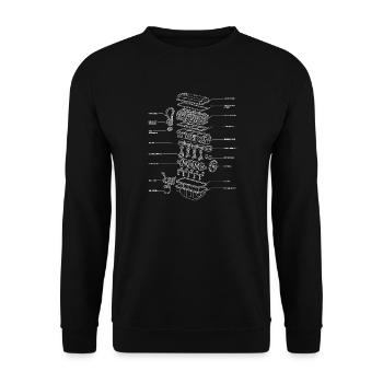 Engine Drawing, Engineer, Work Blocks and Mechanic - Unisex Sweatshirt - black - Front - Alina (178cm) & Michal (187cm)