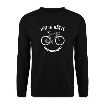 Hätte Hätte Fahrradkette lustige Fahrrad Sprüche - Unisex Pullover - Schwarz - Vorne - Alina (178cm) & Michal (187cm)