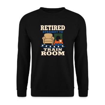 Zugzimmer Modellbahn Modellbahn Papa Geschenk - Unisex Pullover - Schwarz - Vorne - Alina (178cm) & Michal (187cm)