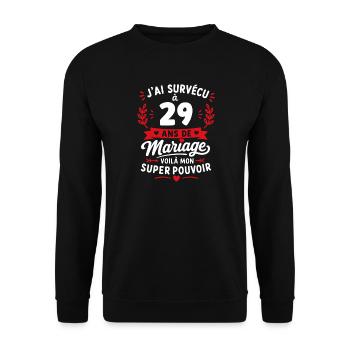 29 ans de mariage - mon super pouvoir - Sweat-shirt Unisexe - noir - Devant - Alina (178cm) & Michal (187cm)