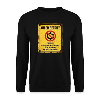 Außer Betrieb Warnschild - Unisex Pullover - Schwarz - Vorne - Alina (178cm) & Michal (187cm)