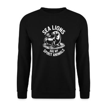 Paroles du Lion de Mer Cadeau drôle du Lion de mer - Sweat-shirt Unisexe - noir - Devant - Alina (178cm) & Michal (187cm)
