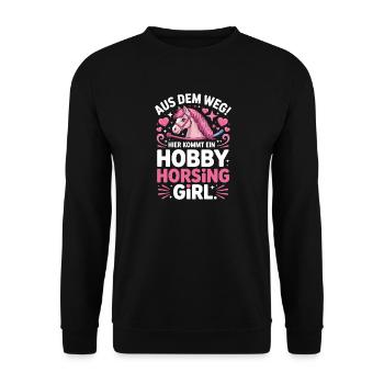 Hobby Horsing Girl Steckenpferd Pony Reiten Pferde - Unisex Pullover - Schwarz - Vorne - Alina (178cm) & Michal (187cm)