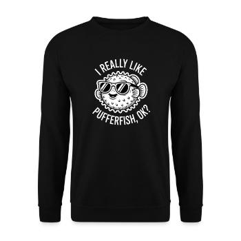 Expressions du poisson-globe : Cadeau amusant du poisson-globe - Sweat-shirt Unisexe - noir - Devant - Alina (178cm) & Michal (187cm)