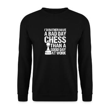 Échiquier des joueurs d’échecs - Sweat-shirt Unisexe - noir - Devant - Alina (178cm) & Michal (187cm)