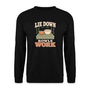 Klangbad Klangheilung Singing Bowl Gift - Unisex Sweatshirt - black - Front - Alina (178cm) & Michal (187cm)