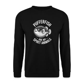 Expressions du poisson-globe : Cadeau amusant du poisson-globe - Sweat-shirt Unisexe - noir - Devant - Alina (178cm) & Michal (187cm)