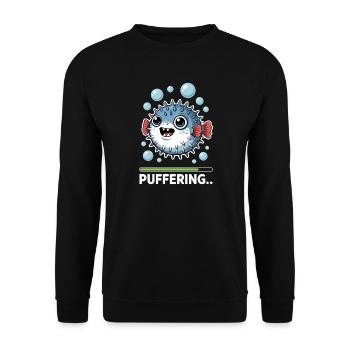 Expressions du poisson-globe : Cadeau amusant du poisson-globe - Sweat-shirt Unisexe - noir - Devant - Alina (178cm) & Michal (187cm)