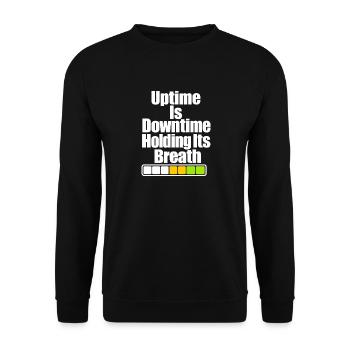 Blague drôle sur le temps de disponibilité de l’administrateur système, humour serveur IT - Sweat-shirt Unisexe - noir - Devant - Alina (178cm) & Michal (187cm)