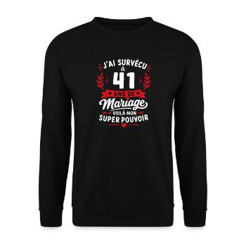 41 ans de mariage: super pouvoir - Sweat-shirt Unisexe - noir - Devant - Alina (178cm) & Michal (187cm)