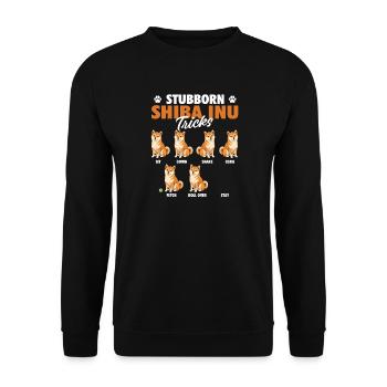 Sturer Shiba Inu trickst Doge-Humor - Unisex Pullover - Schwarz - Vorne - Alina (178cm) & Michal (187cm)