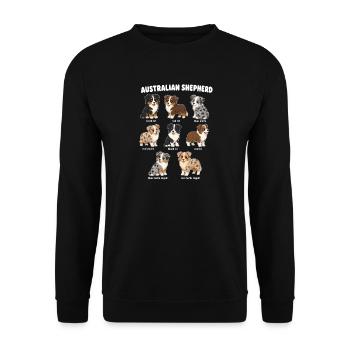 Tableau des couleurs pour les chiots Berger australien - Sweat-shirt Unisexe - noir - Devant - Alina (178cm) & Michal (187cm)