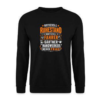  Offiziell Ruhestand Fahrer Gärtner Handwerker - Unisex Pullover - Schwarz - Vorne - Alina (178cm) & Michal (187cm)