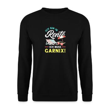In Rente Gar Nix Liegestuhl - Unisex Pullover - Schwarz - Vorne - Alina (178cm) & Michal (187cm)