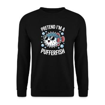 Expressions du poisson-globe : Cadeau amusant du poisson-globe - Sweat-shirt Unisexe - noir - Devant - Alina (178cm) & Michal (187cm)
