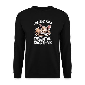 Orientalisch Kurzhaar Geschenk Katzen Sprüche - Unisex Pullover - Schwarz - Vorne - Alina (178cm) & Michal (187cm)