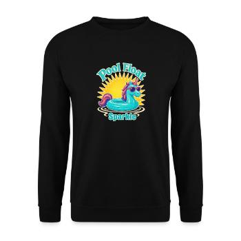 Retro Pool Float Sparkle, Glitter Unicorn Float Su - Unisex Sweatshirt - black - Front - Alina (178cm) & Michal (187cm)