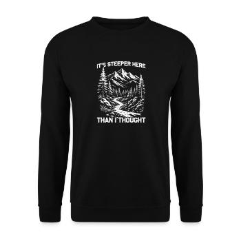 Plus raide ici Randonnée Montagnes Alpinisme - Sweat-shirt Unisexe - noir - Devant - Alina (178cm) & Michal (187cm)