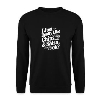 I Just Really Like Chips & Salsa Ok? - Unisex Sweatshirt - black - Front - Alina (178cm) & Michal (187cm)
