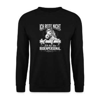 Ich reite nicht ich bin das bodenpersonal - Unisex Pullover - Schwarz - Vorne - Alina (178cm) & Michal (187cm)