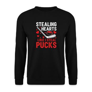 Herzen Stehlen wie Pucks - Unisex Pullover - Schwarz - Vorne - Alina (178cm) & Michal (187cm)