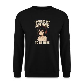 Pause Anime  - Unisex Pullover - Schwarz - Vorne - Alina (178cm) & Michal (187cm)