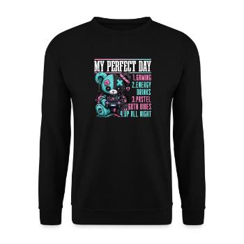 Pastel Goth Soft Goth Gaming Gamer - Unisex Sweatshirt - black - Front - Alina (178cm) & Michal (187cm)
