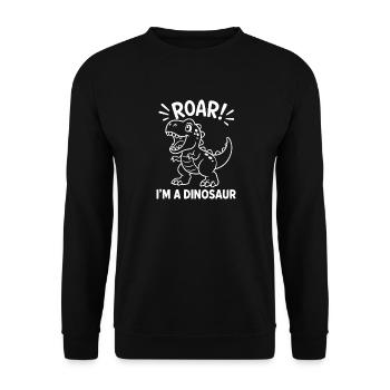 Roar I'm a Dinosaur Funny Cute Dino T-Rex Drawing - Unisex Sweatshirt - black - Front - Alina (178cm) & Michal (187cm)