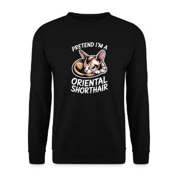 Orientalisch Kurzhaar Geschenk Katzen Sprüche - Unisex Pullover - Schwarz - Vorne - Alina (178cm) & Michal (187cm)